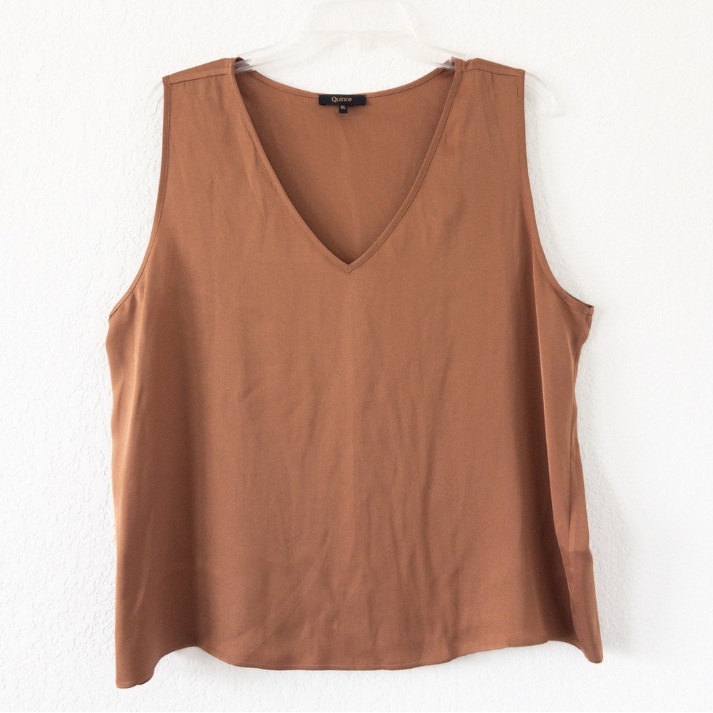 Quince Brown V-Neck Tank Top